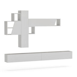 Decorotika Campobasso Moduler Modern Tv Unit Wall Mount Customizable Layout High Gloss White - thumbnail 4