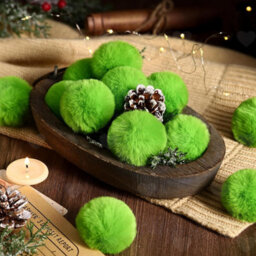Amorly 12Pcs 2.36 Inch Lime Green Furry Christmas Tree Baubles, Faux Fur Pom Pom Hanging Ornaments For Festive Xmas Home Styling - thumbnail 6
