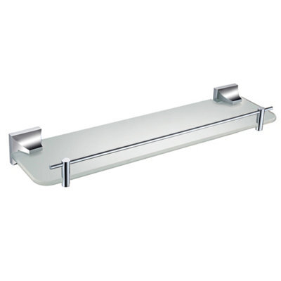 Heritage Chancery Gloss Polished Chrome Effect Glass Wall-Mounted Bathroom Shelf (D)12.8Cm (H)5.5Cm (L)12.8Cm - image 1