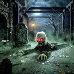 Animatronic Crawling Zombie With Light-Up Eyes And Creepy Sound - thumbnail 2