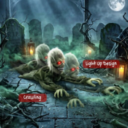Animatronic Crawling Zombie With Light-Up Eyes And Creepy Sound - thumbnail 4