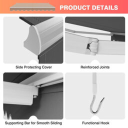 Costway Retractable Awning Aluminum Patio Sun Shade W/ Crank Handle-Grey - thumbnail 8