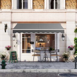 Costway Retractable Awning Aluminum Patio Sun Shade W/ Crank Handle-Grey - thumbnail 4
