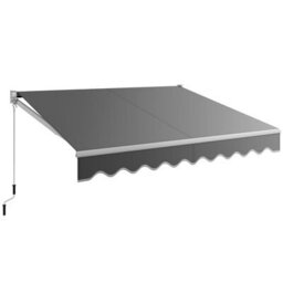 Costway Retractable Awning Aluminum Patio Sun Shade W/ Crank Handle-Grey