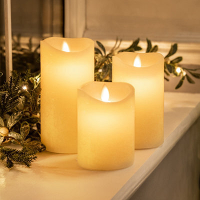 Christow Flameless Led Flickering Candles Set Of 3 - image 1