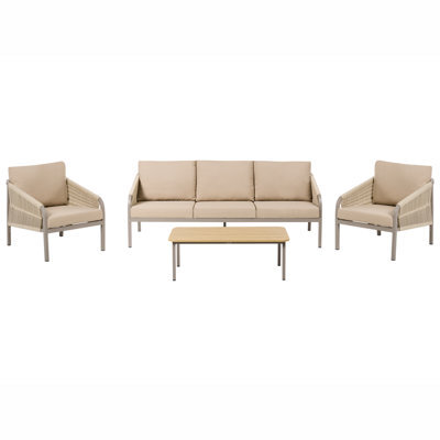 Beliani Garden Lounge Set With Table 5 Seater Murato Metal Beige - image 1