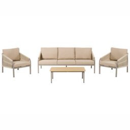 Beliani Garden Lounge Set With Table 5 Seater Murato Metal Beige - thumbnail 1