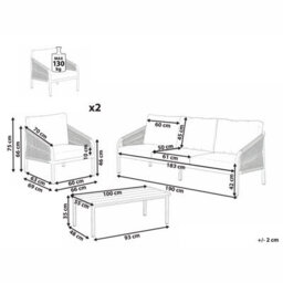 Beliani Garden Lounge Set With Table 5 Seater Murato Metal Beige - thumbnail 3