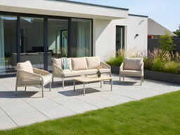 Beliani Garden Lounge Set With Table 5 Seater Murato Metal Beige - thumbnail 2