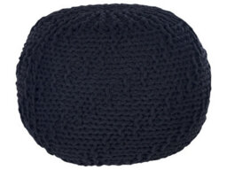 Wyld And Coco Black Knitted Cotton Pouffe 50 X 35 Cm - Round Eps Bead Footstool - thumbnail 1