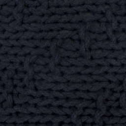Wyld And Coco Black Knitted Cotton Pouffe 50 X 35 Cm - Round Eps Bead Footstool - thumbnail 6