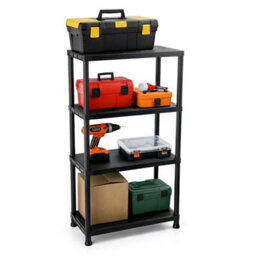 Black Plastic Heavy Duty Shelving Racking File Storage Unit -  2X 4 Tier