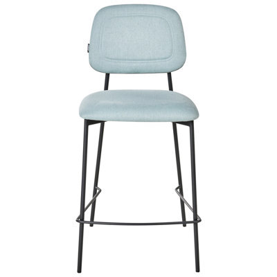 Wyld And Coco Set Of 3 Counter-Height Bar Chairs Light-Blue Velvet Upholstery Black Powder-Coated Iron Frame - image 1