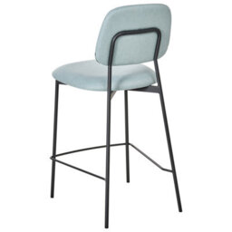 Wyld And Coco Set Of 3 Counter-Height Bar Chairs Light-Blue Velvet Upholstery Black Powder-Coated Iron Frame - thumbnail 6
