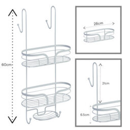 Showerdrape Dante White Freestanding Floor Caddy And 2 Tier Over Door Hook Shower Caddy - thumbnail 4