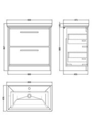 Balterley Longnor Modern Bathroom Floor Standing 2-Drawer Vanity Unit With Fireclay Basin, Coastal Grey, 800mm - thumbnail 5
