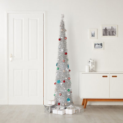 6Ft Trevalli Ice White Led Silver Pop Up Pre-Lit Artificial Christmas Tree - Silver