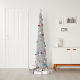6Ft Trevalli Ice White Led Silver Pop Up Pre-Lit Artificial Christmas Tree - Silver - thumbnail 1
