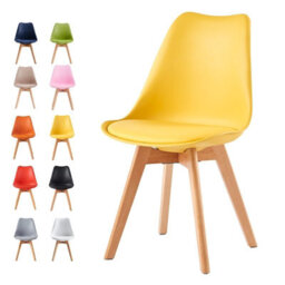 MCC Direct Single Dining Chair With Solid Wooden Legs And Seat Cushion Pad Yellow - Eva By Mcc