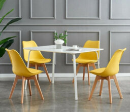 MCC Direct Single Dining Chair With Solid Wooden Legs And Seat Cushion Pad Yellow - Eva By Mcc - thumbnail 6