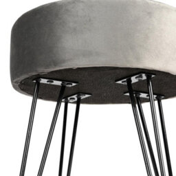 Harbour Housewares Velvet Footstool - Round Modern Dressing Table Footstool Vanity Seat Chairs - 40 X 35Cm - Grey/black - thumbnail 5