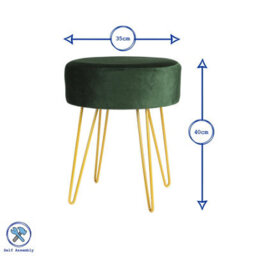 Harbour Housewares Velvet Footstool - Round Modern Dressing Table Footstool Vanity Seat Chairs - 40 X 35Cm - Grey/black - thumbnail 3