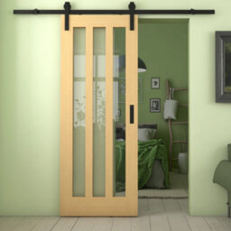 Green & Taylor Aston Oak Clear Glass Internal Sliding Barn Door - thumbnail 1