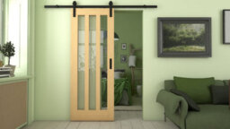 Green & Taylor Aston Oak Clear Glass Internal Sliding Barn Door - thumbnail 2