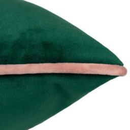furn. Furn Meridian Velvet Piped Feather Rich Cushion, Emerald/blush, 55 X 55Cm - thumbnail 3