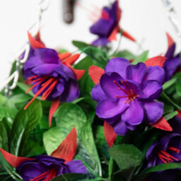 Primrose Artificial Fuchsia Flowers Rattan Hanging Basket Decoration Purple 25Cm - thumbnail 4
