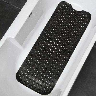 Extra Long Black Non-Slip Bath & Shower Mat With Strong Suction Cups & Anti-Mould Protection - 101X40Cm - image 1