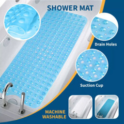 Extra Long Black Non-Slip Bath & Shower Mat With Strong Suction Cups & Anti-Mould Protection - 101X40Cm - thumbnail 2
