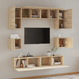 Berkfield Classic 8 Piece Tv Cabinet Set Sonoma Oak Engineered Wood - thumbnail 3