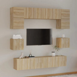 Berkfield Classic 8 Piece Tv Cabinet Set Sonoma Oak Engineered Wood - thumbnail 2