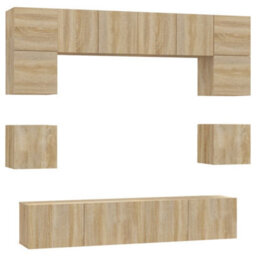Berkfield Classic 8 Piece Tv Cabinet Set Sonoma Oak Engineered Wood - thumbnail 1