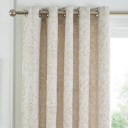 Curtina Marple Woven Jacquard Thermal Pair Of Natural Eyelet Curtains - thumbnail 2