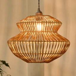 Dibor Traditional Rattan Pot Bellied Easy Fit Decor Ceiling Shade H29 X D29Cm - thumbnail 1