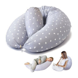 Simpa Pregnancy Pillow With Grey Heart Design Cover. 100% Polyster Filling Material. - thumbnail 1