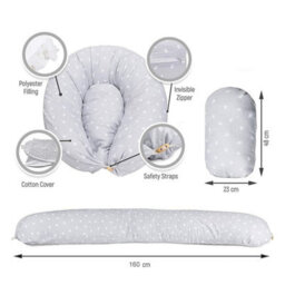 Simpa Pregnancy Pillow With Grey Heart Design Cover. 100% Polyster Filling Material. - thumbnail 4
