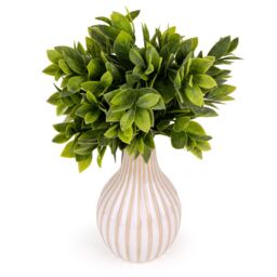 Candlelight Green 28.5Cm Artificial Floral Arrangement In White Striped Ceramic Vase - thumbnail 3