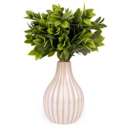 Candlelight Green 28.5Cm Artificial Floral Arrangement In White Striped Ceramic Vase - thumbnail 4