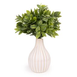 Candlelight Green 28.5Cm Artificial Floral Arrangement In White Striped Ceramic Vase - thumbnail 2