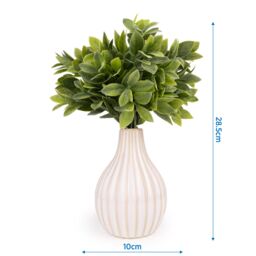 Candlelight Green 28.5Cm Artificial Floral Arrangement In White Striped Ceramic Vase - thumbnail 5