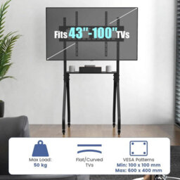 Mobile Tv Stand Rolling Tv Cart For 43 To 100 Flat - thumbnail 6