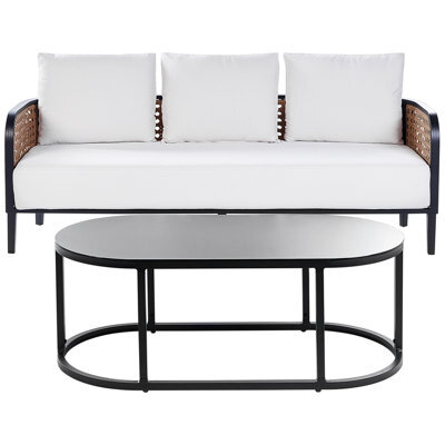 Beliani Garden Lounge Set With Table 3 Seater Montefalco Metal White - image 1