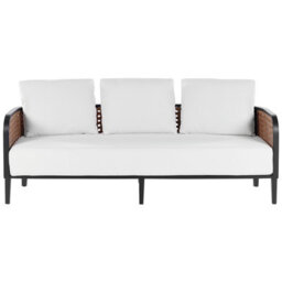 Beliani Garden Lounge Set With Table 3 Seater Montefalco Metal White - thumbnail 4