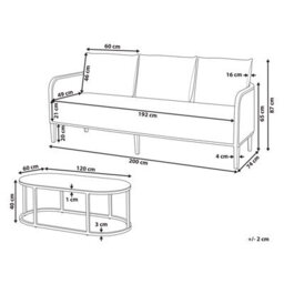 Beliani Garden Lounge Set With Table 3 Seater Montefalco Metal White - thumbnail 3