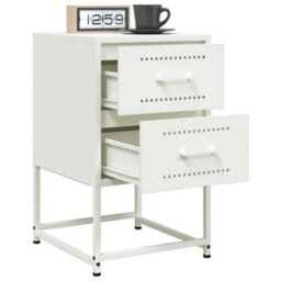 Berkfield Bedside Cabinet White 36X39X60.5 Cm Steel - thumbnail 5