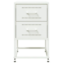 Berkfield Bedside Cabinet White 36X39X60.5 Cm Steel - thumbnail 6