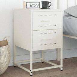 Berkfield Bedside Cabinet White 36X39X60.5 Cm Steel - thumbnail 1